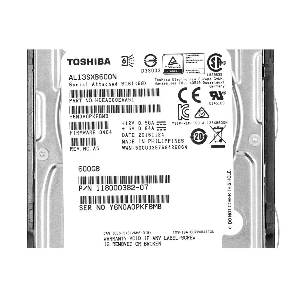 AL13SXB600N TOSHIBA HDD 600GB 15K SAS 6G 2.5" HOT-SWAP FOR HPE SERVERS
